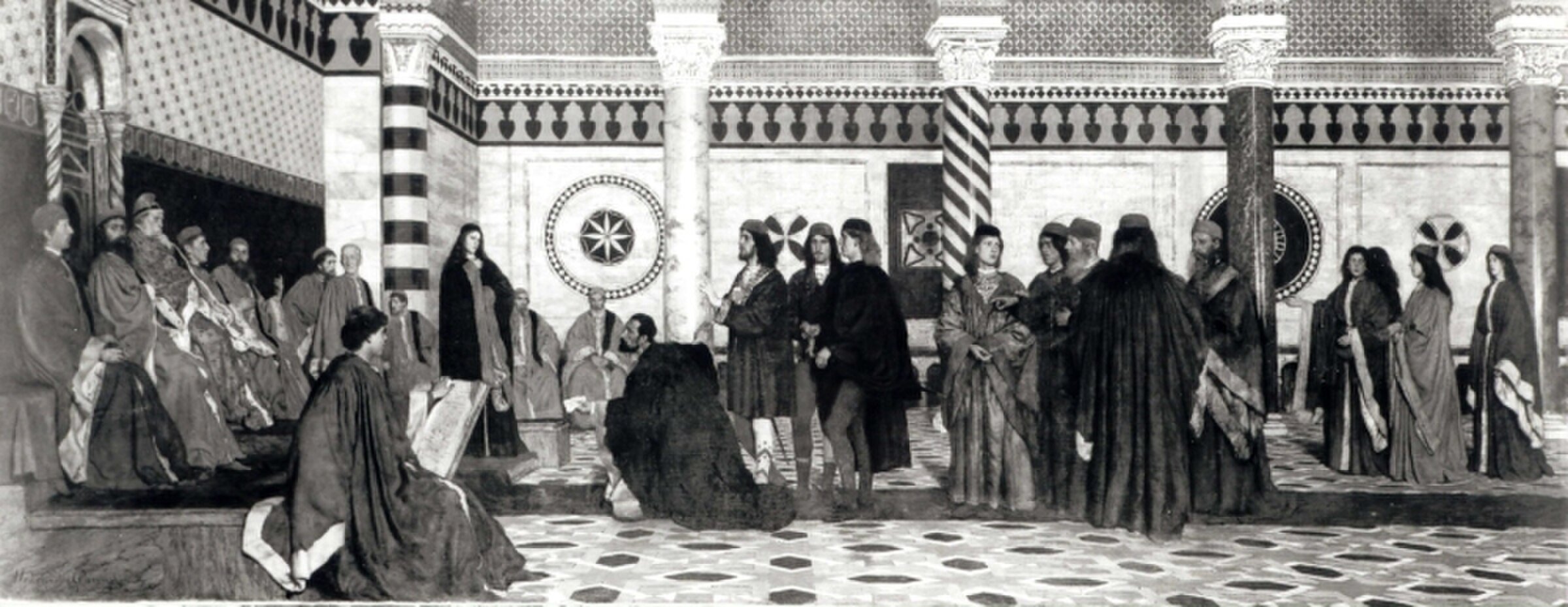 Court scene from Shakespeare's "The Merchant of Venice". by Aleksander Gierymski