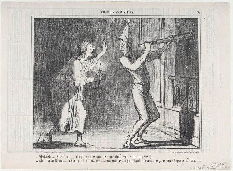 Adèlaïde...Il me semble que je vois...la comète! (Adelaide...I think I see the comet!), from Croquis Parisiens, published in Le Charivari, February 18, 1857