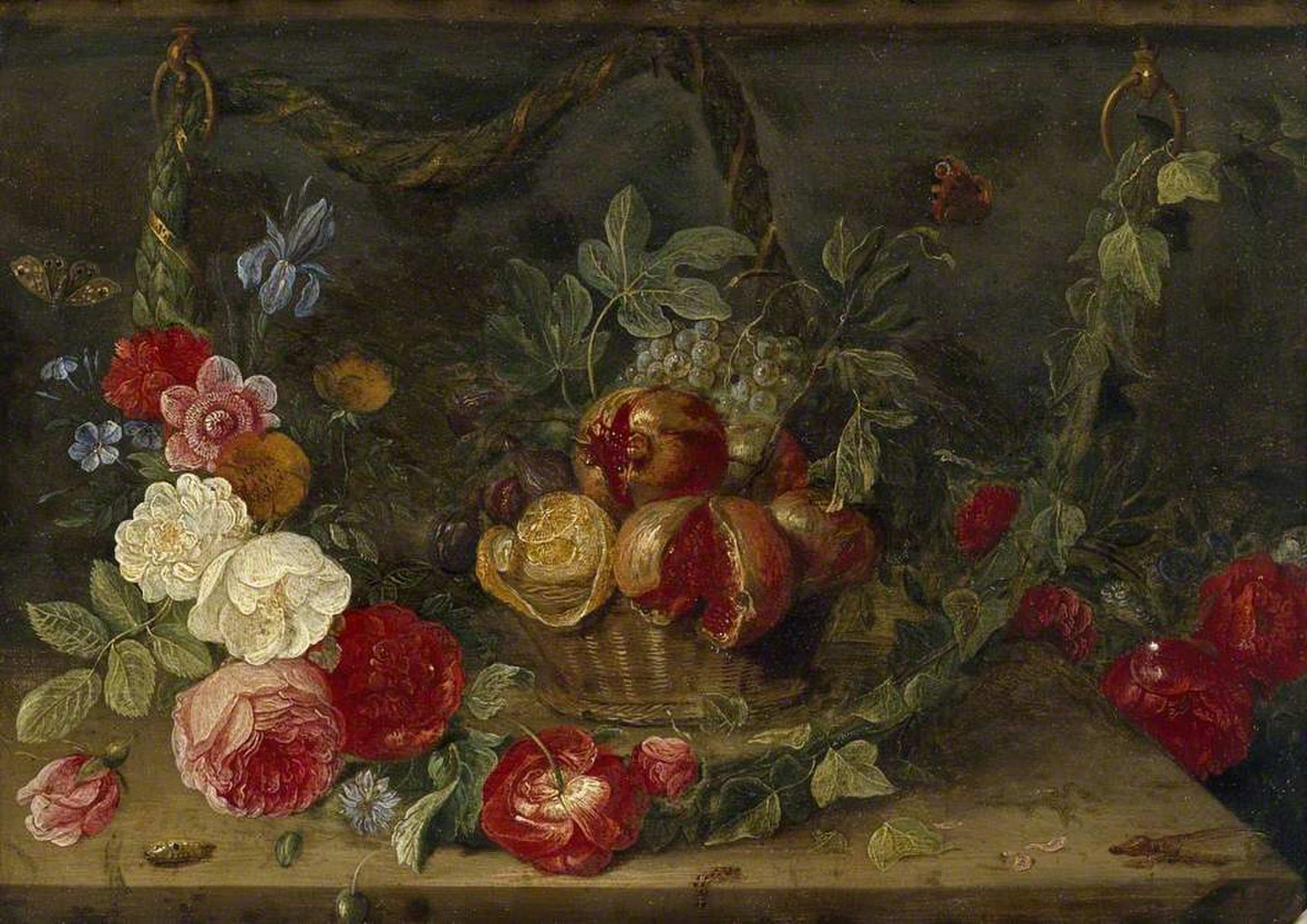 Decorative Still-Life Composition with a Basket of Fruit by Jan van Kessel the Elder