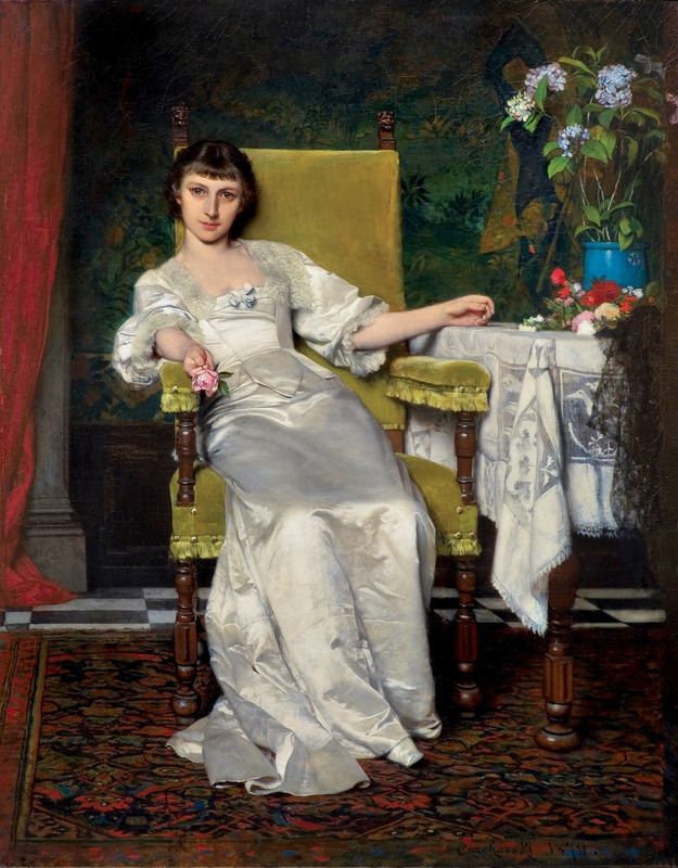 A lady with rose / The pink rose / Do You Want A Rose?