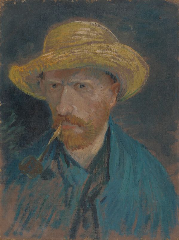 Self-Portrait with Straw Hat and Pipe