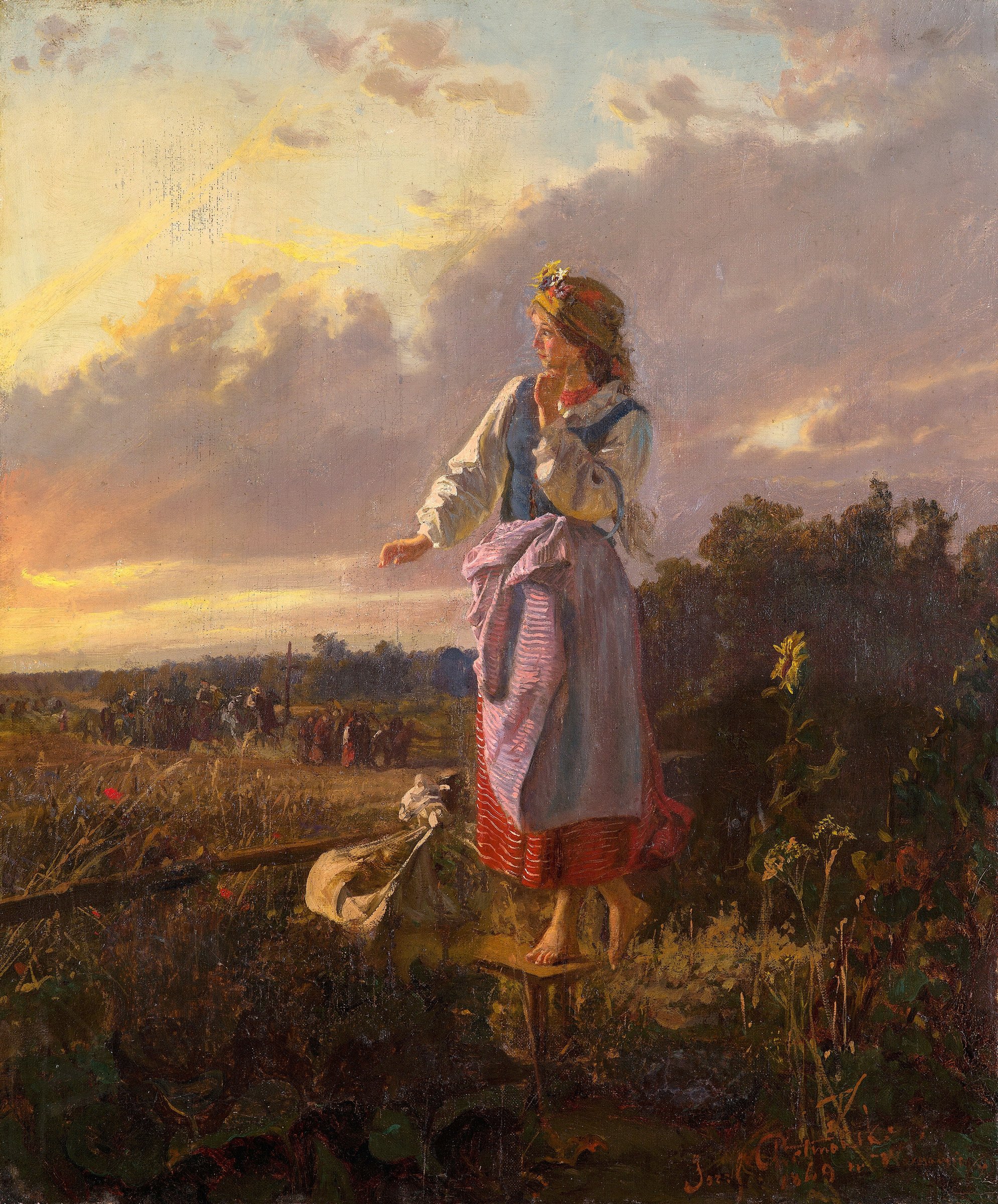 Girl at the Stile by Józef Chełmoński