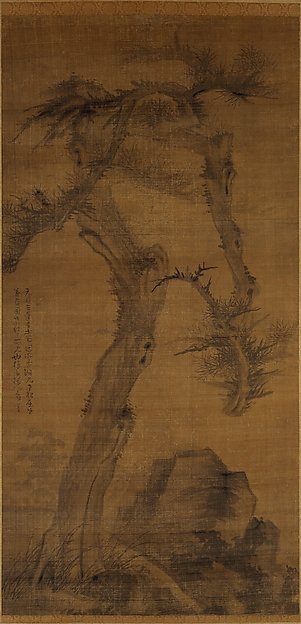 元 吳鎮 老松圖 軸|Crooked Pine by Wu Zhen