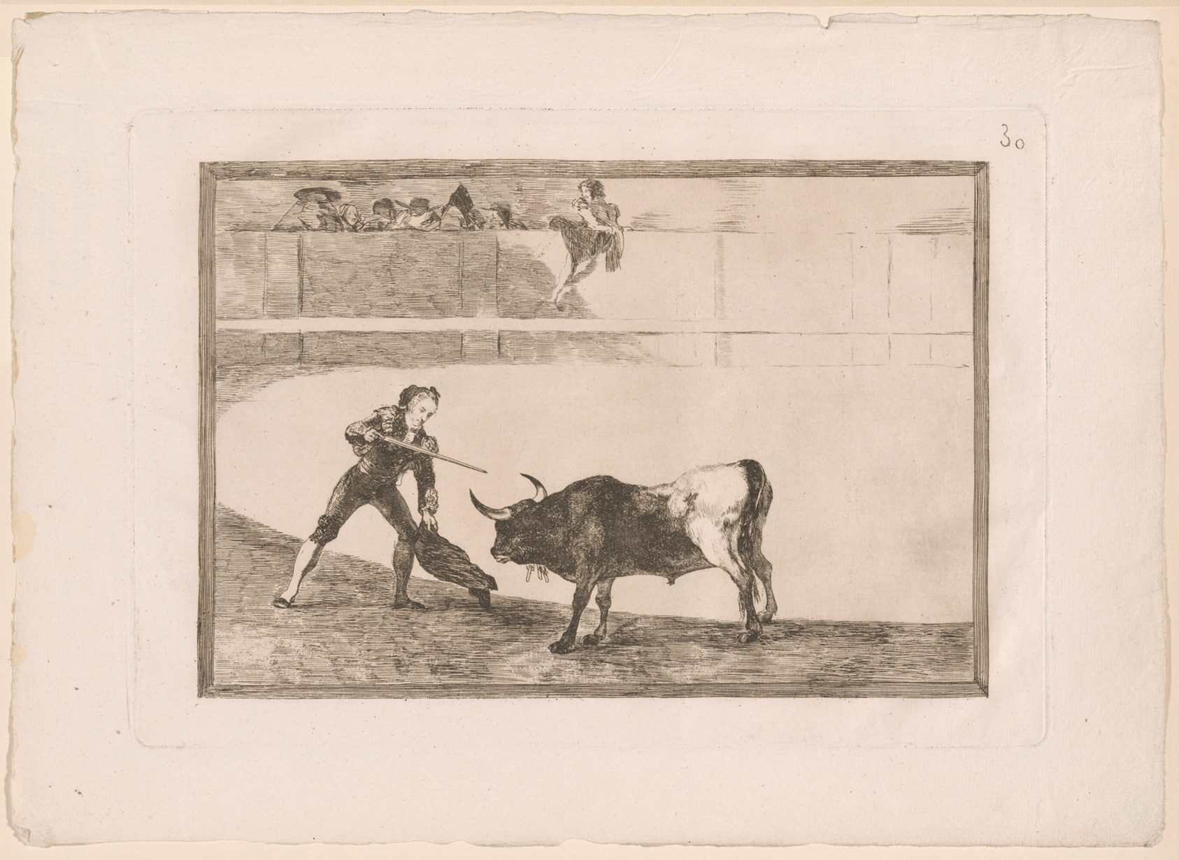 Pedro Romero killing the halted bull, plate 30 from The Art of Bullfighting by Romero Britto