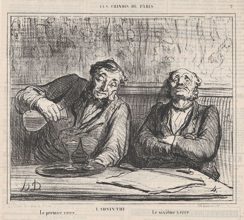 Absinthe: The first glass, the sixth glass, from 'The Chinese of Paris," published in Le Charivari, December 22, 1863