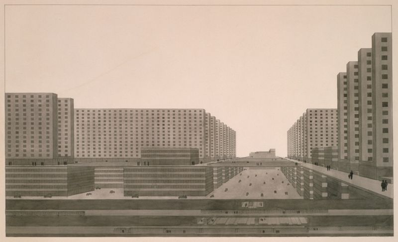 Highrise City (Hochhausstadt), Perspective View