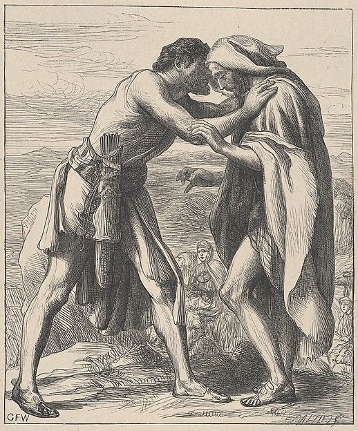Esau Meeting Jacob, from "Dalziels' Bible Gallery"