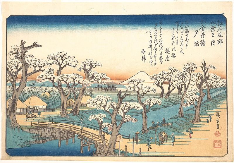 江戸近郊八景之内 小金井橋夕照|Evening Glow at Koganei Border