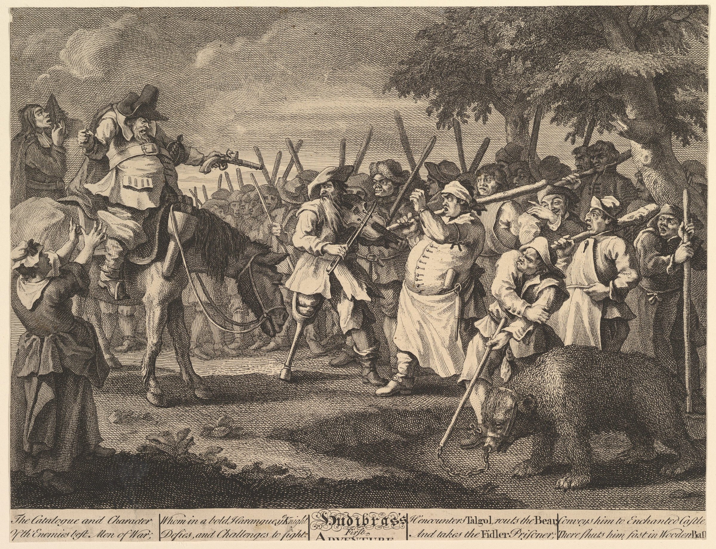 Hudibras' First Adventure (Twelve Large Illustrations for Samuel Butler's Hudibras, Plate 3) by William Hogarth