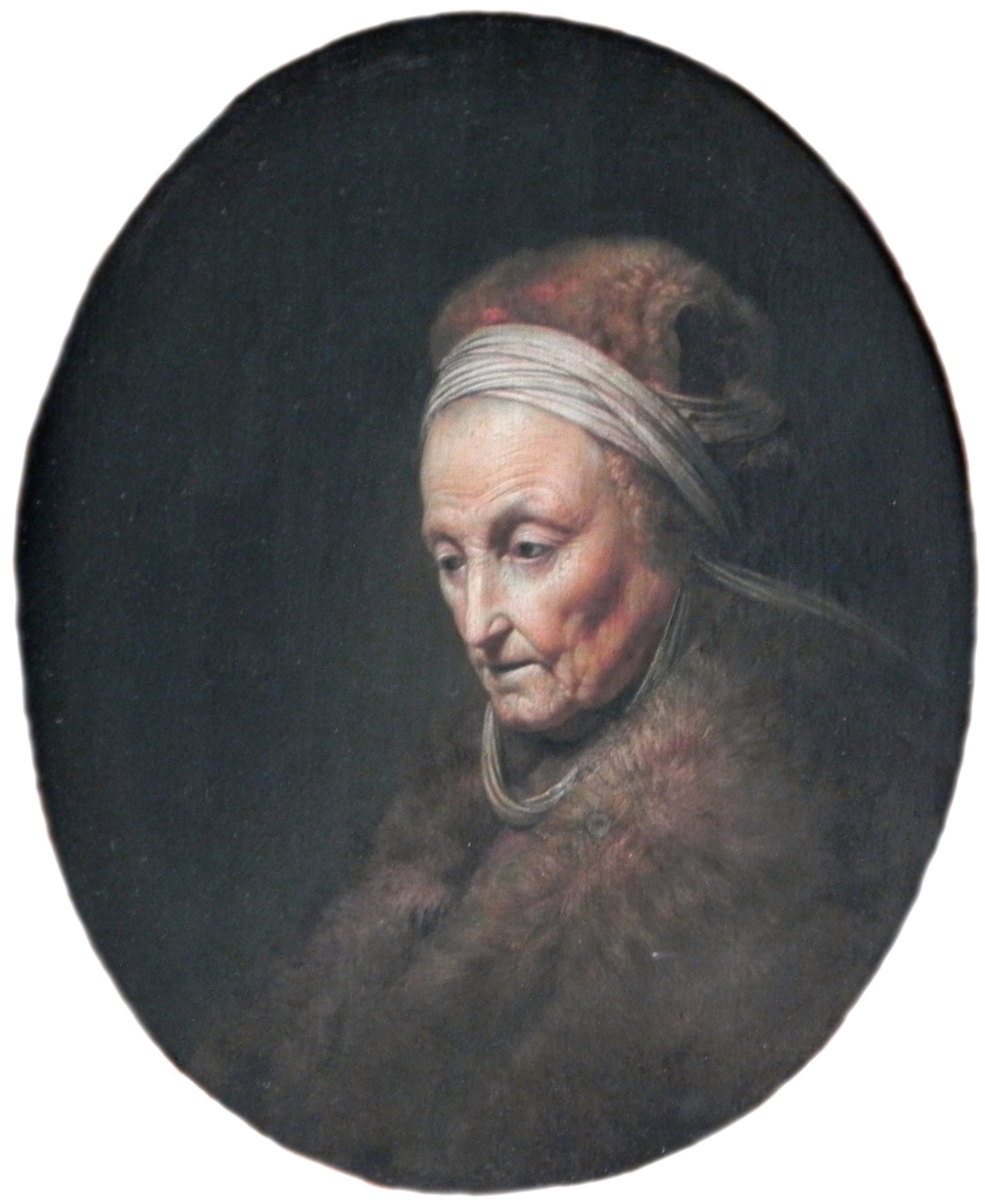 Old Woman with Fur Cap by Gerrit Dou