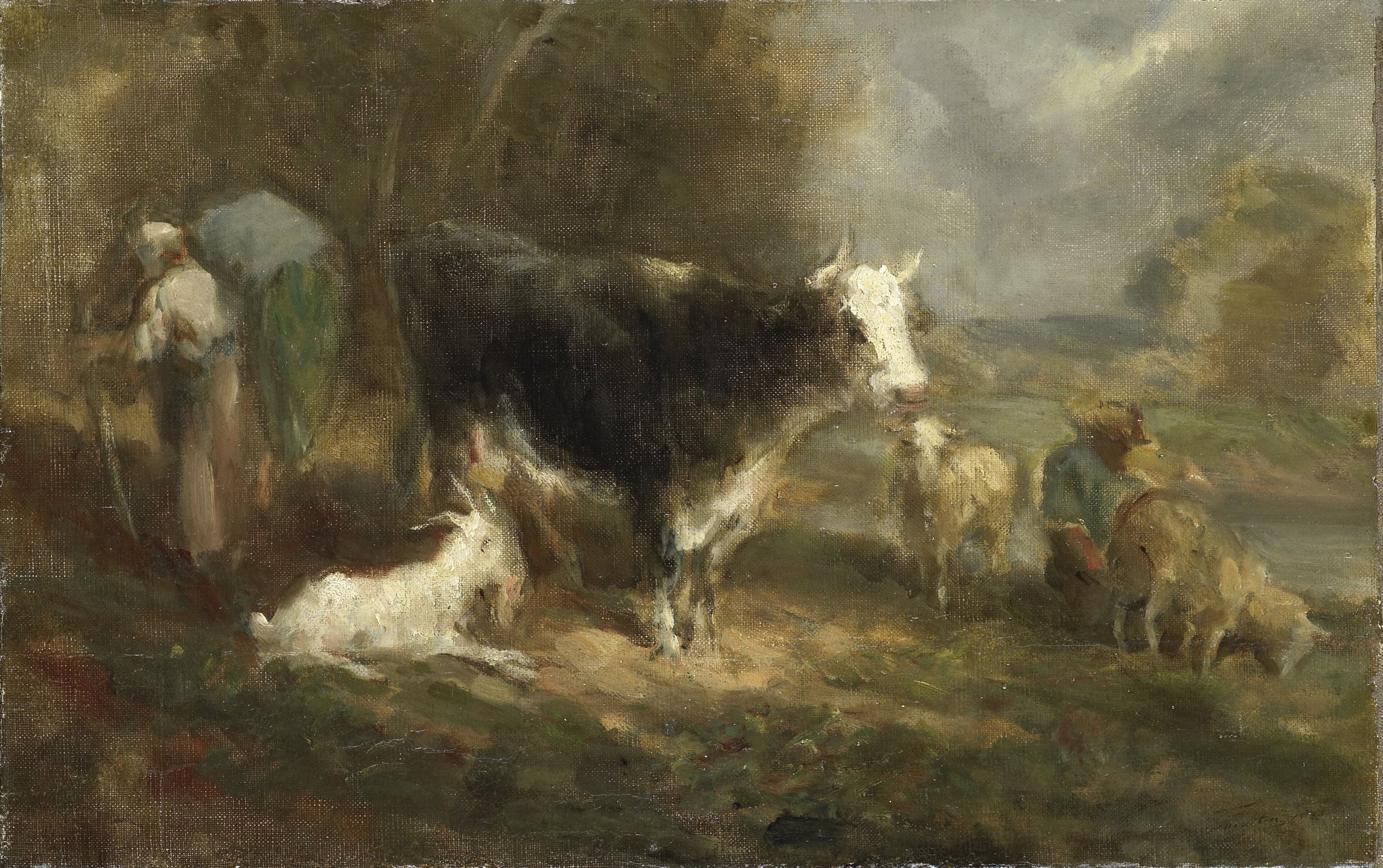 Farmyard with Cattle by Eugène Fromentin