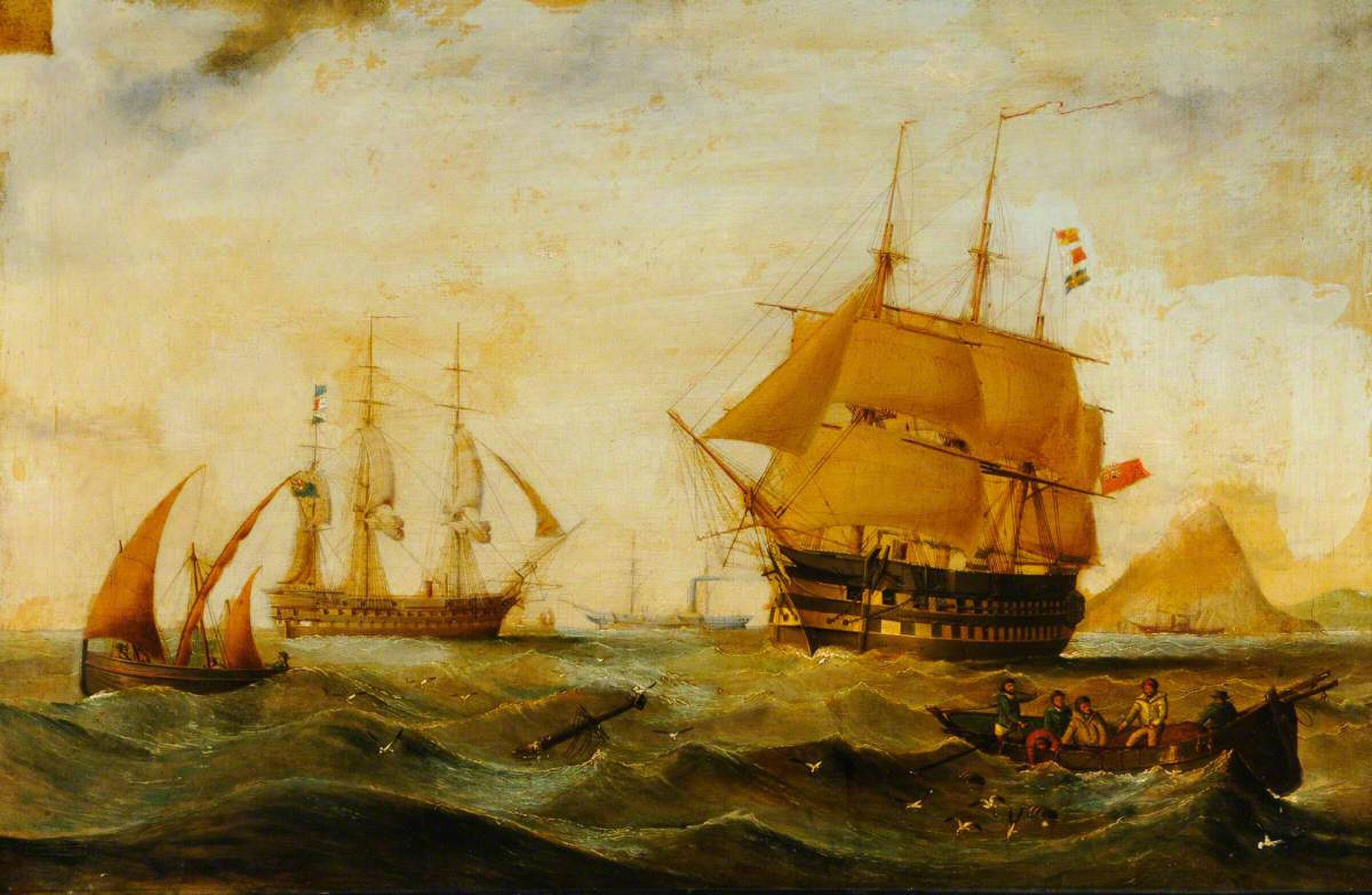 Warships and a Paddle Steamer off Ailsa Craig by James H. Wheldon