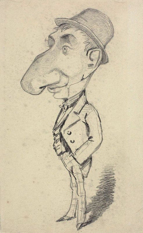 Caricature of a Man with a Large Nose