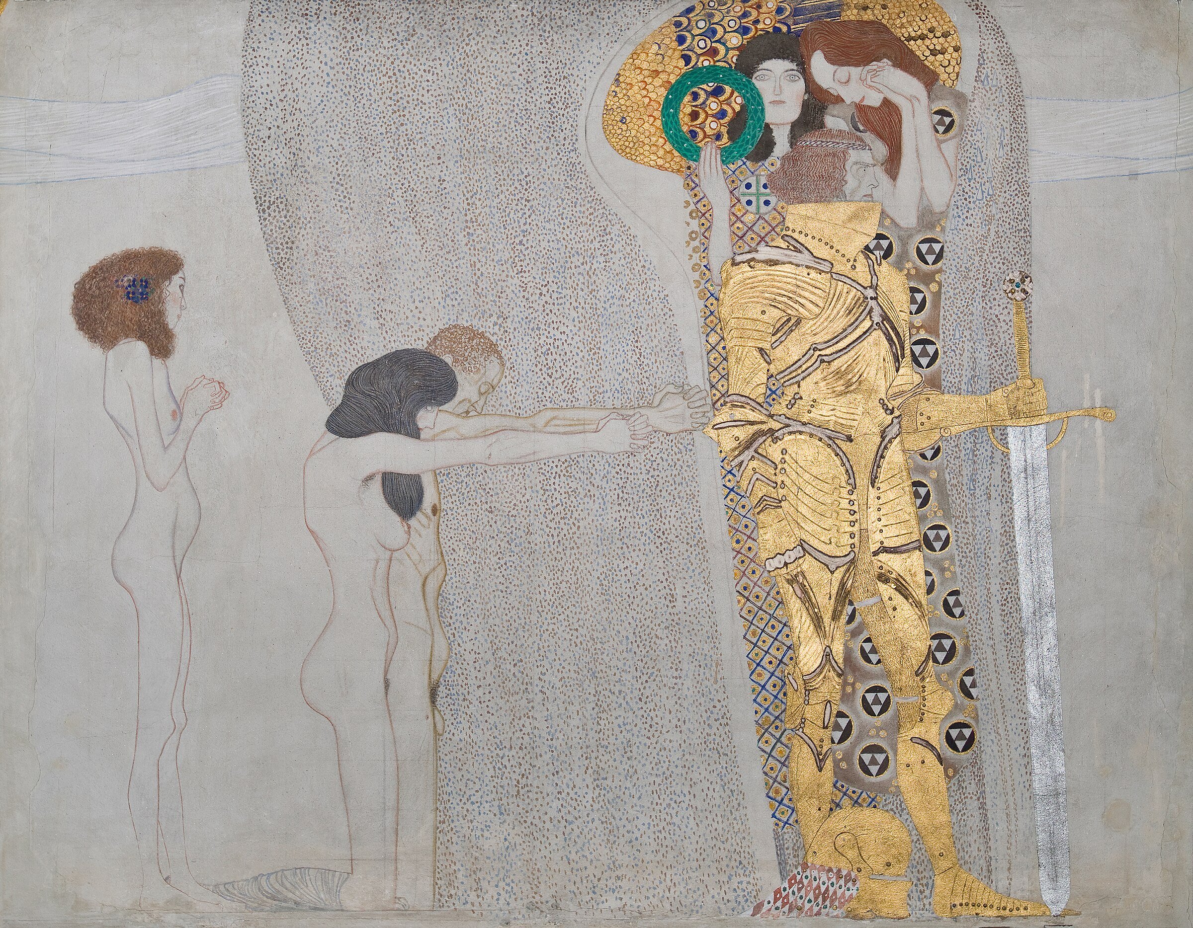 Beethoven Frieze (plate 3, left wall): Yearning for Happiness — 1901