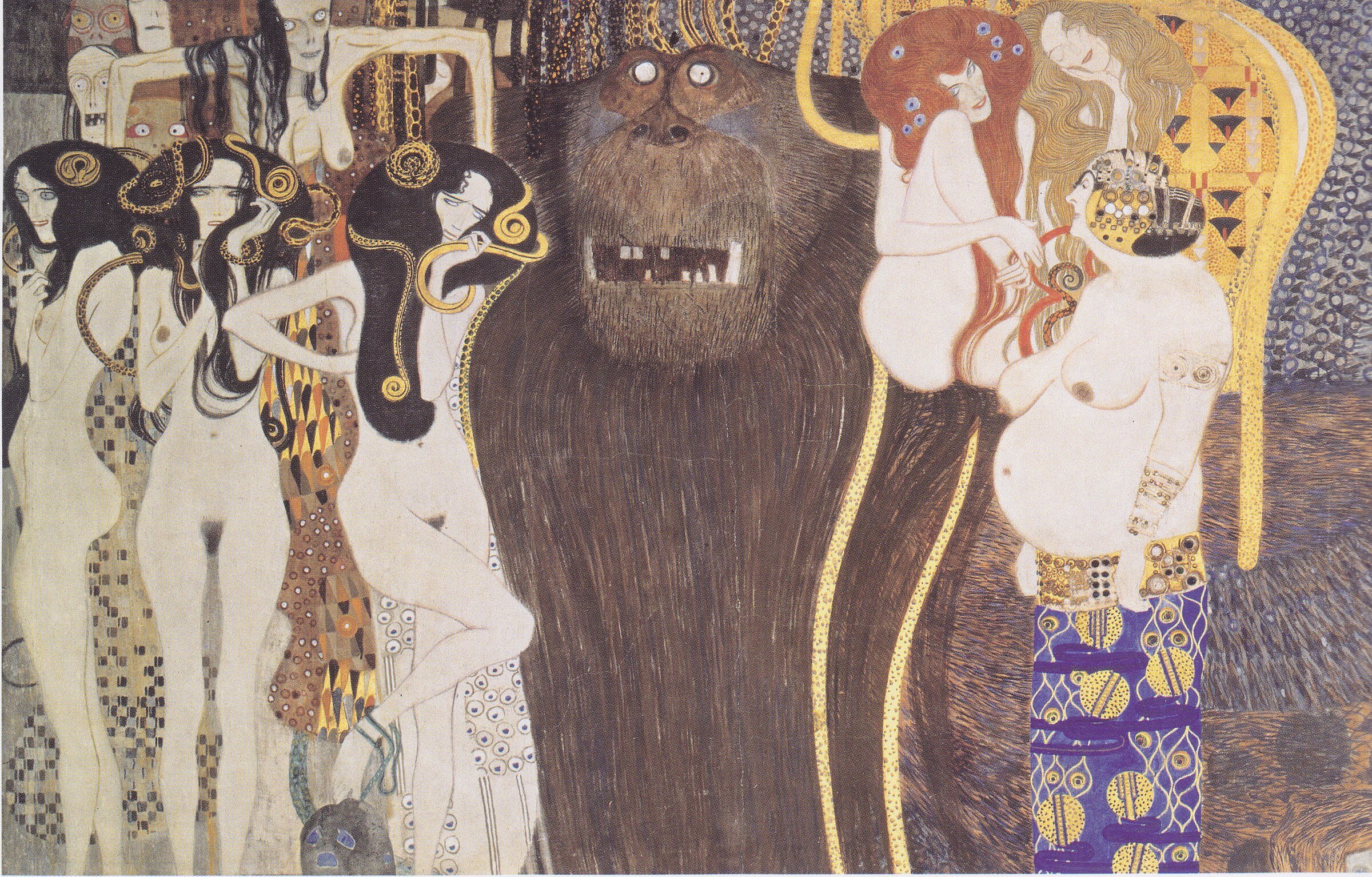 Beethoven Frieze (plate 5, center wall): The Hostile Powers — 1901