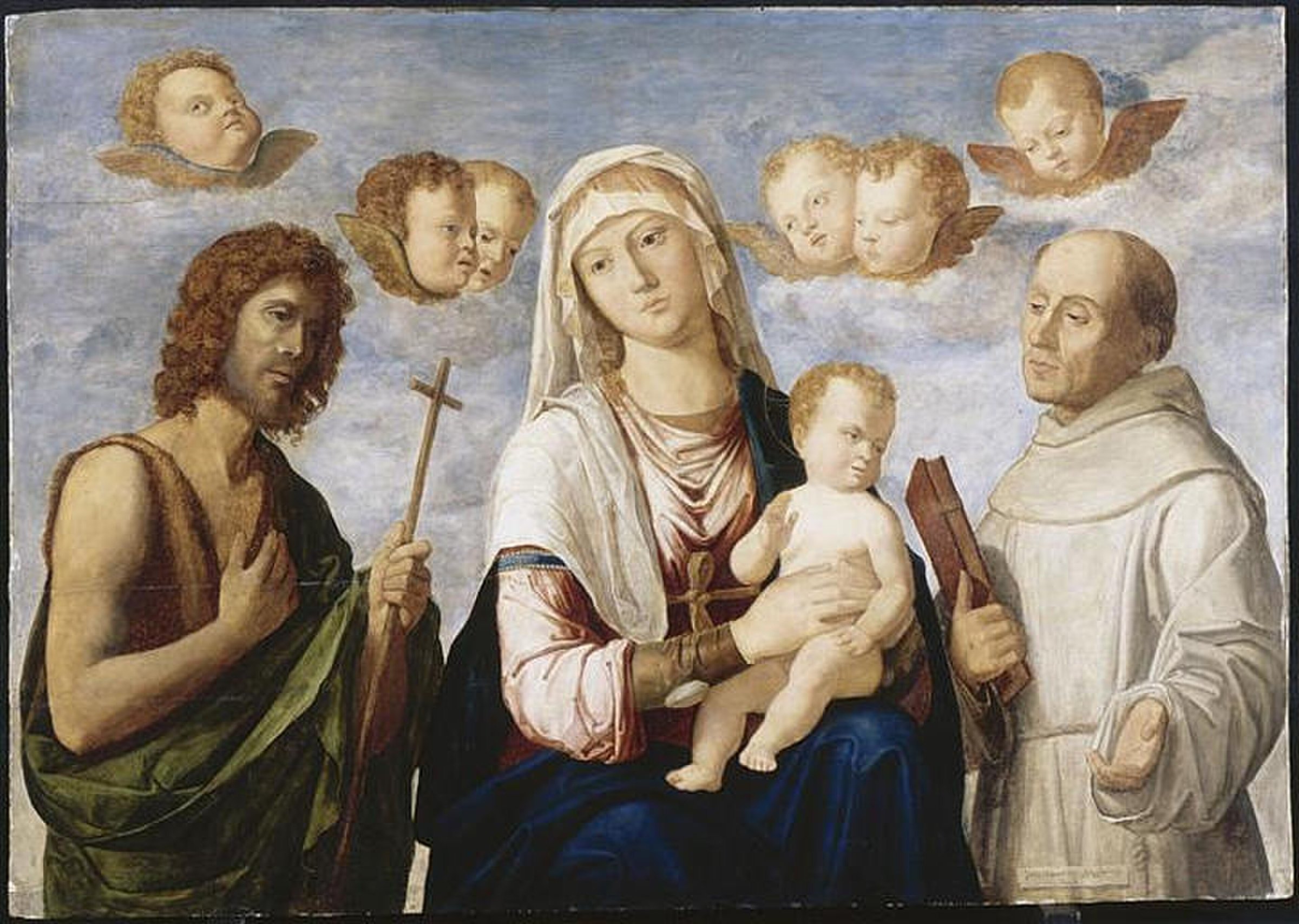 Madonna with child, John the Baptist, and Saint Benedict by Cima da Conegliano