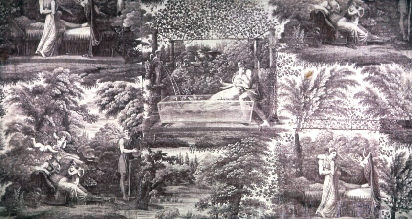 Le Bain d'Amour (Love Bath) (Furnishing Fabric) by Favre-Petitpierre et cie