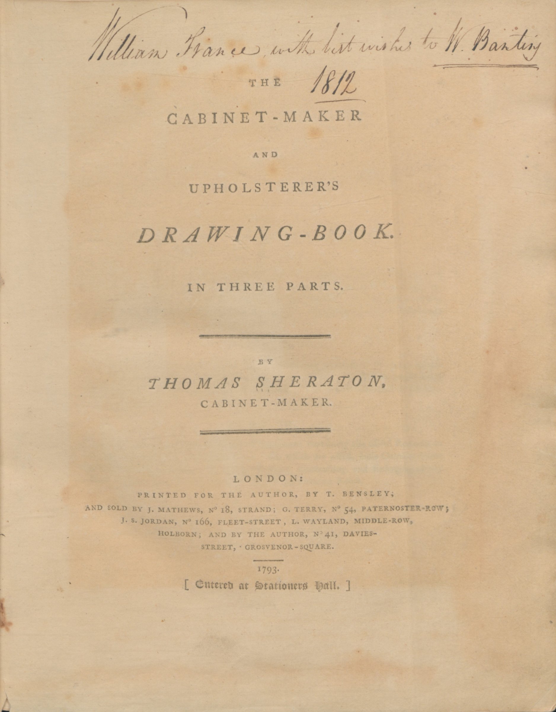 The cabinet-maker and upholsterer's drawing-book, in three parts by Thomas Sheraton