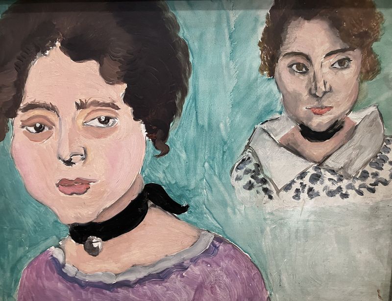 Double portrait de Marguerite sur fond vert