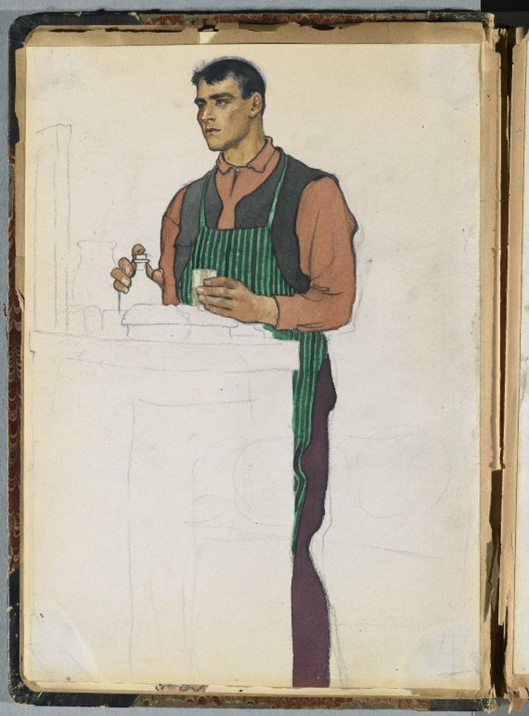 Spanish Sketch Mounted in Scrap Book by Edward Penfield