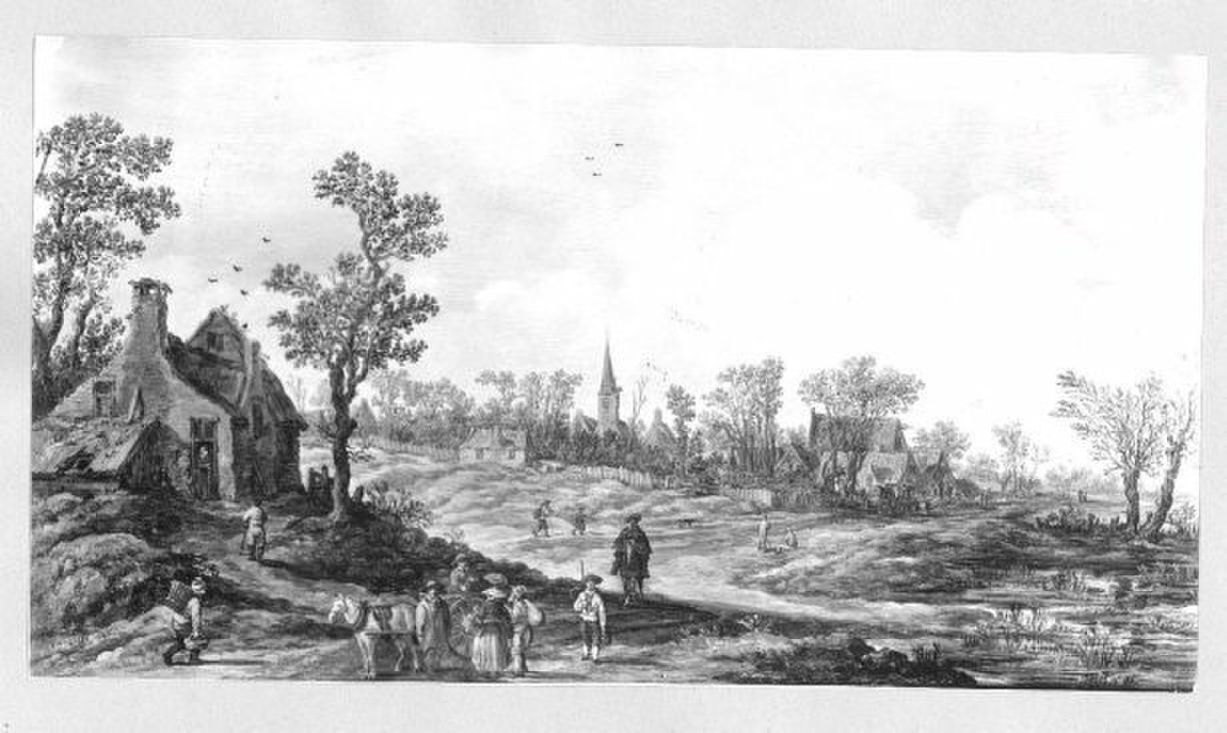 Landscape with a view of a village by Jan van Goyen