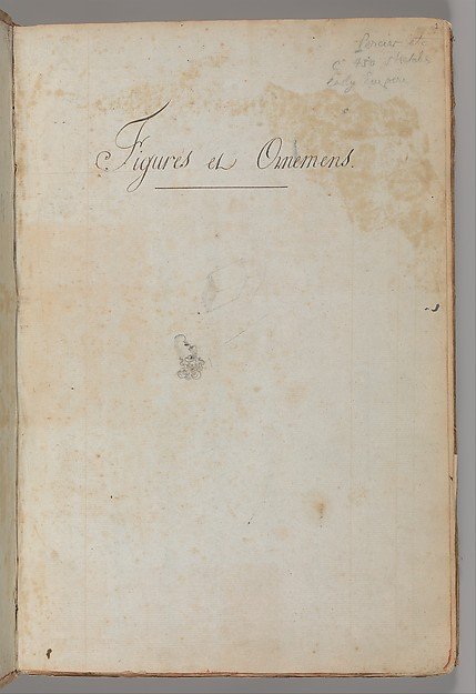 Title to Scrapbook containing Drawings and Several Prints of Architecture, Interiors, Furniture and Other Objects by Charles Percier