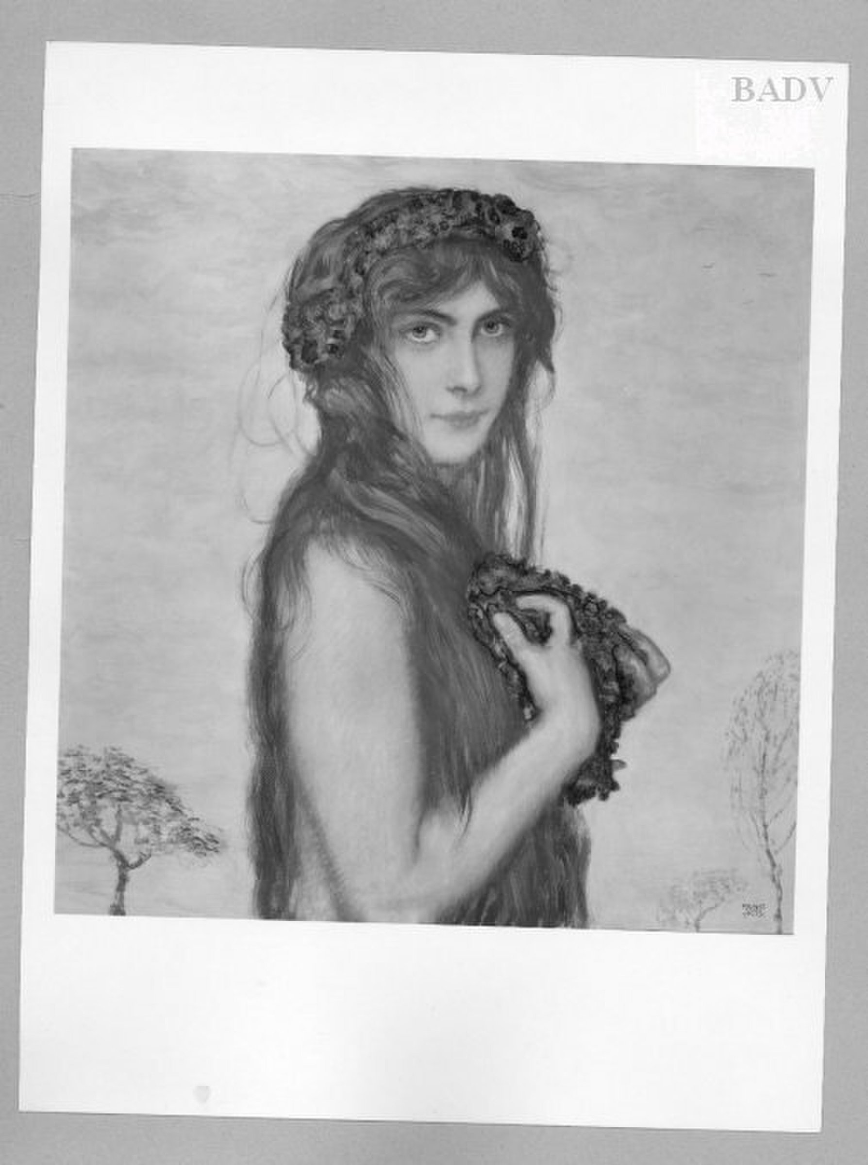 girl with wreath of violets by Franz von Stuck