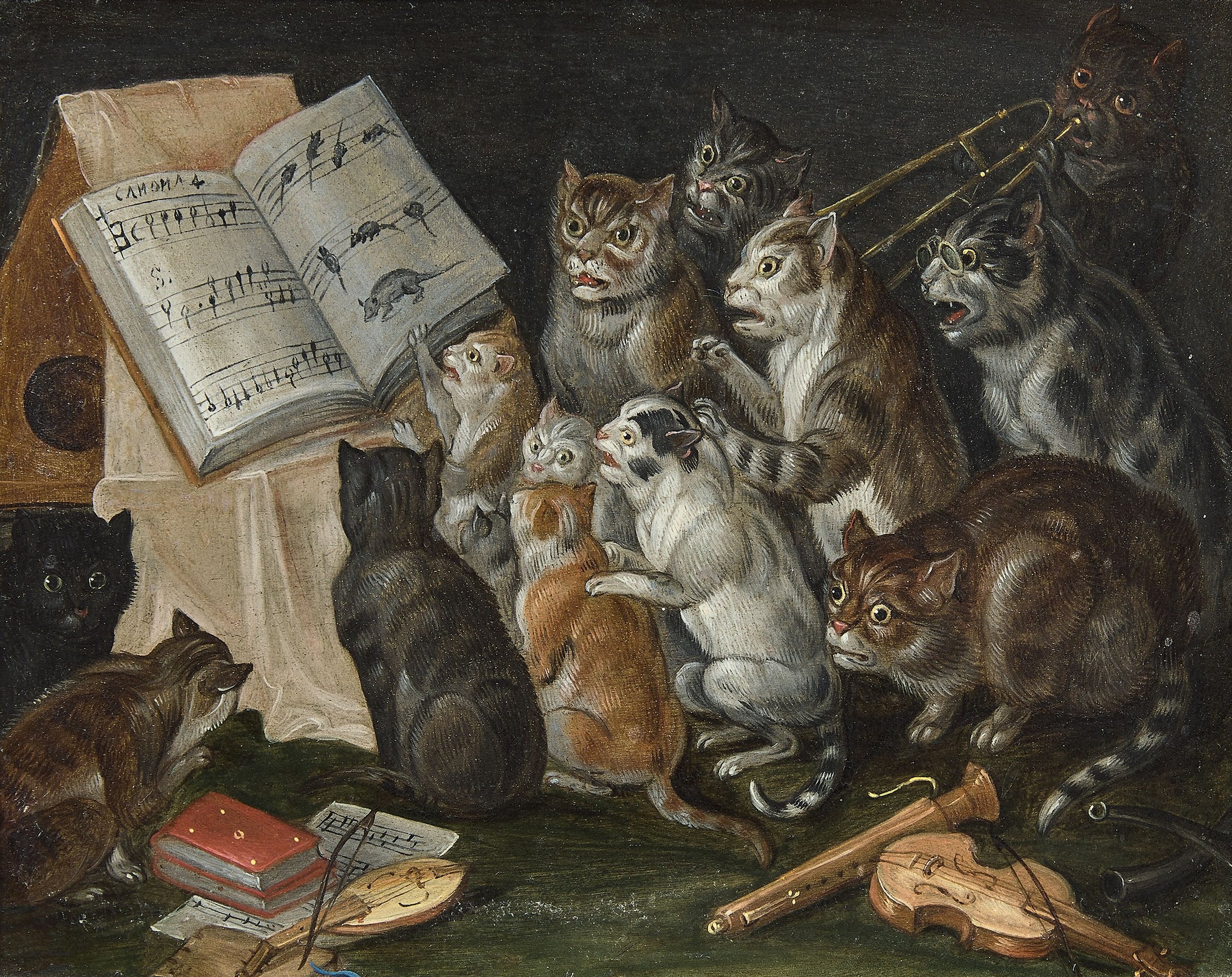 Concert of cats by Jan van Kessel the Elder