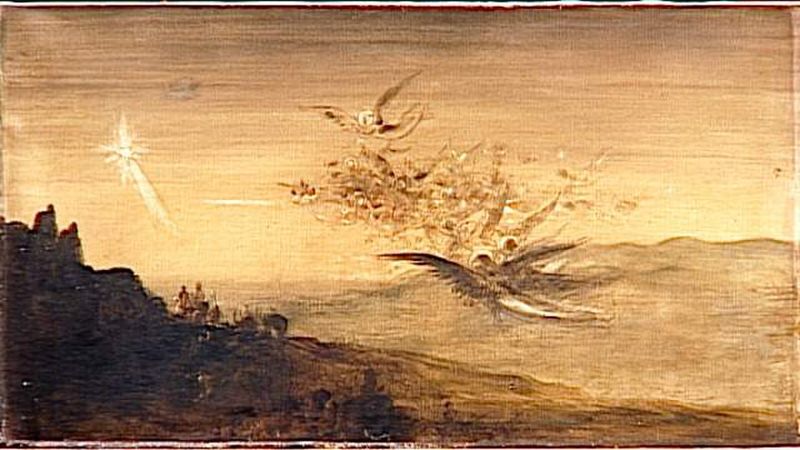 Angels following the Three Magi