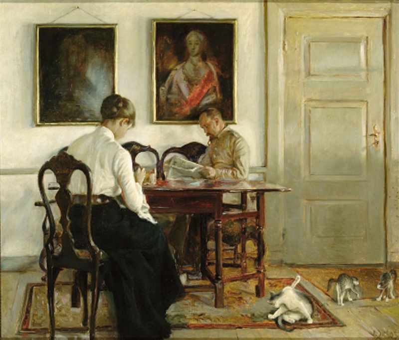 Interior with Helga and Hans Tegner.