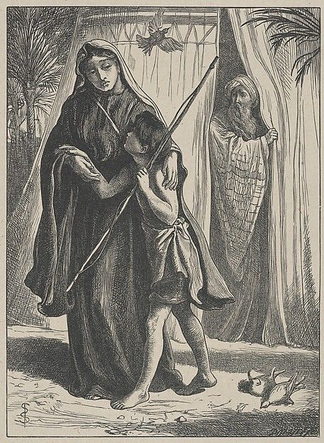 Hagar and Ishmael, from "Dalziels' Bible Gallery"