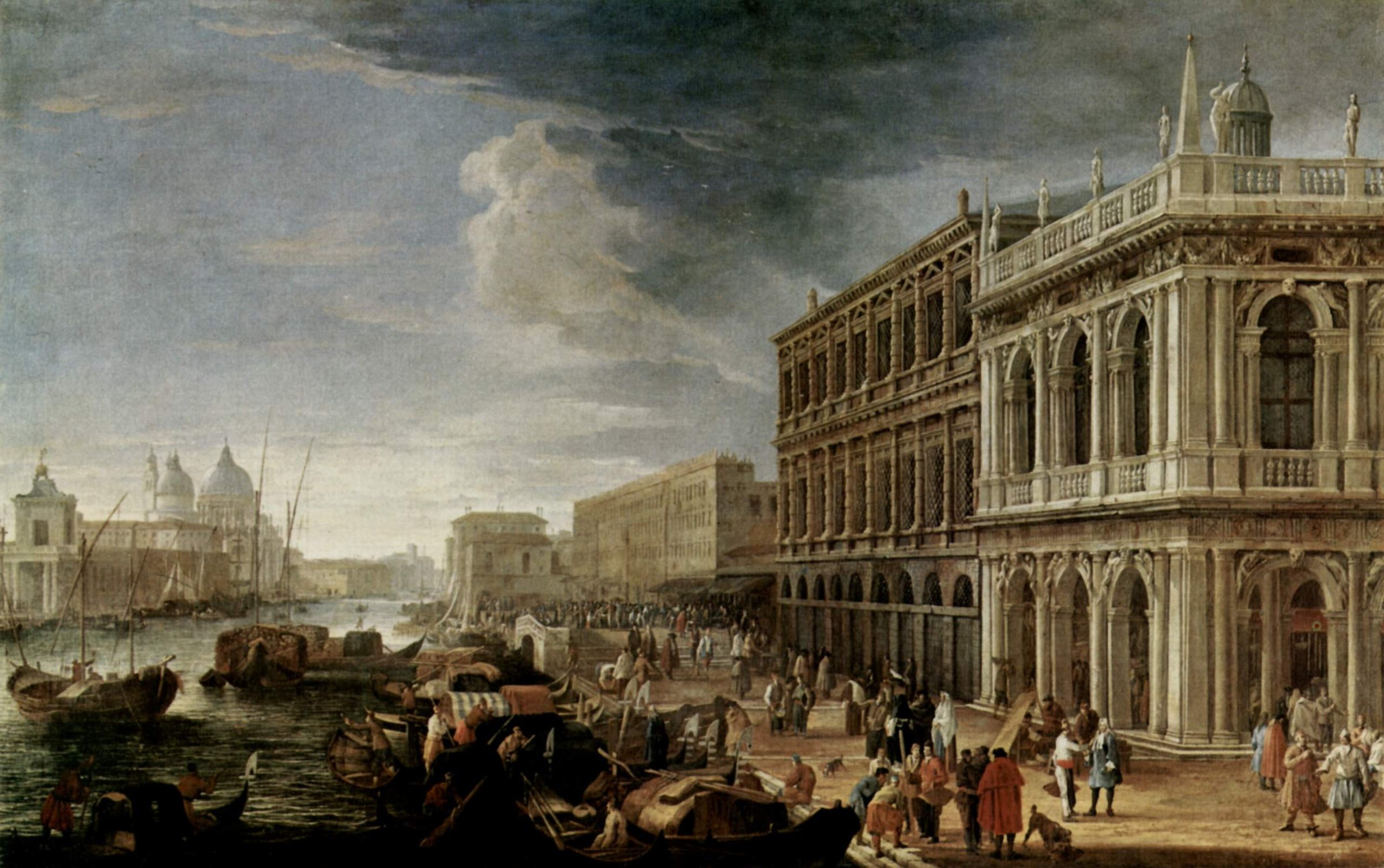 Riva degli Schiavoni with view to Salute by Luca Carlevarijs