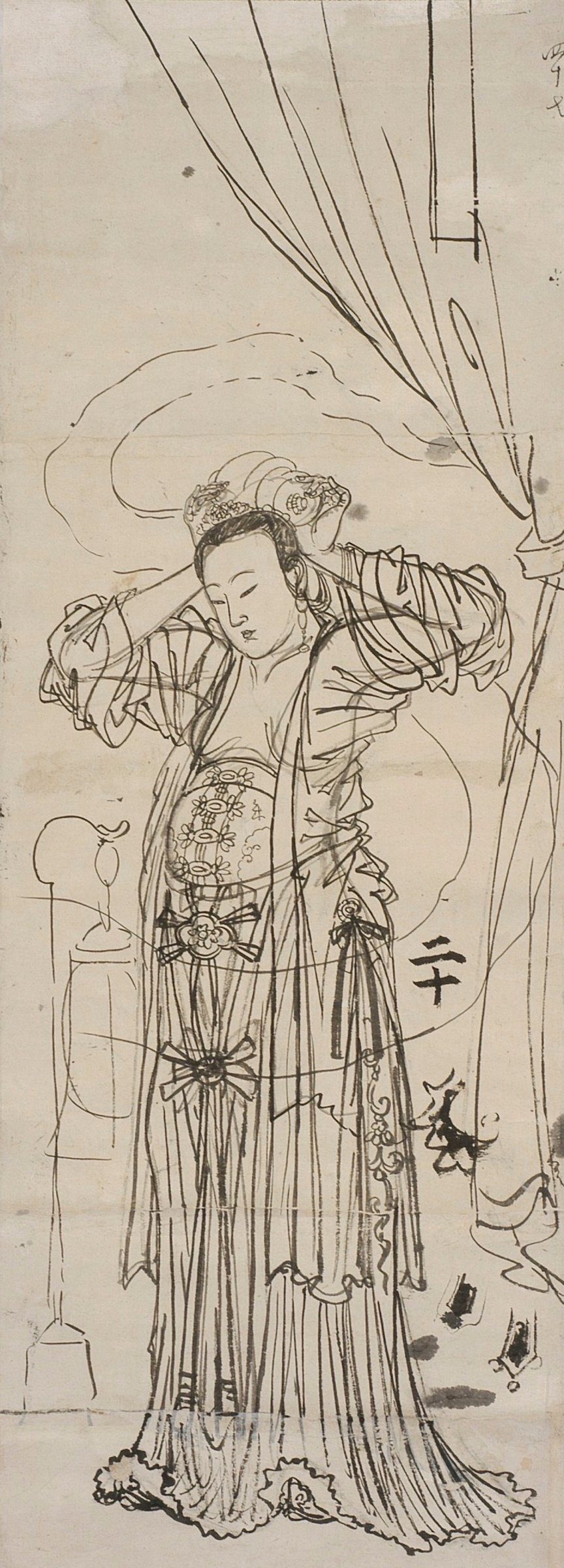 Yang Guifei Adjusting her Hair by Kawanabe Kyosai