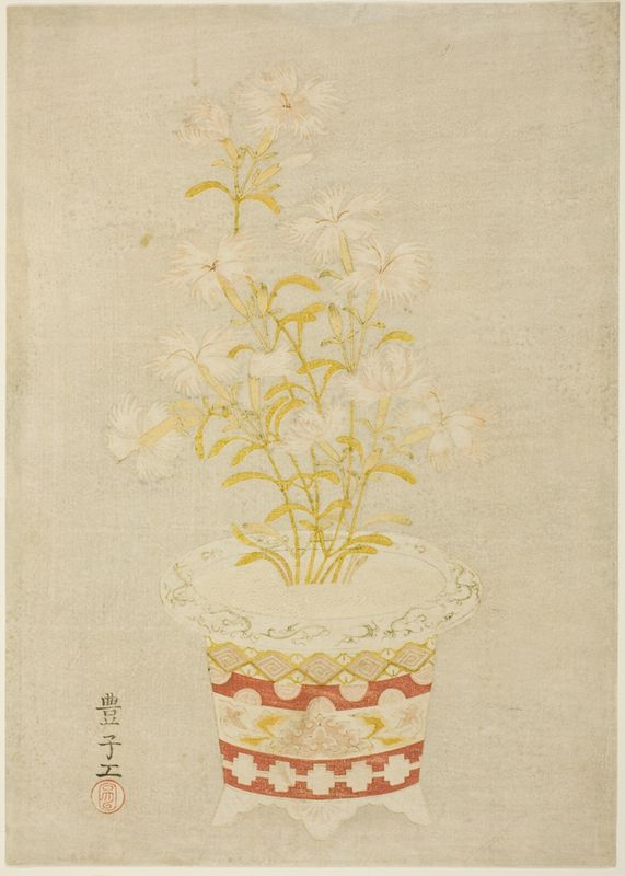 Pinks in a Porcelain Pot