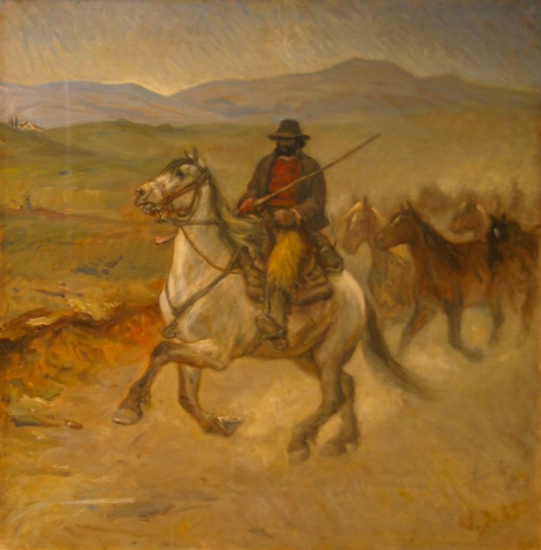 A horse trader with his pack in the Sabine Mountains.