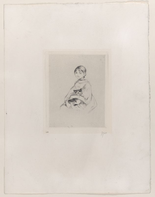 Young Girl with a Cat, after a portrait of Julie Manet by Renoir