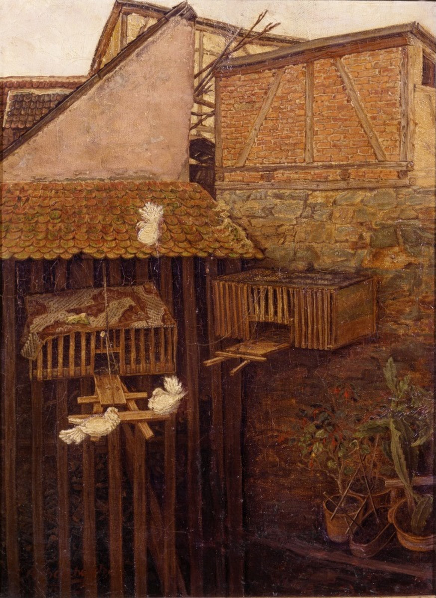Corner in a yard by Andreas Achenbach