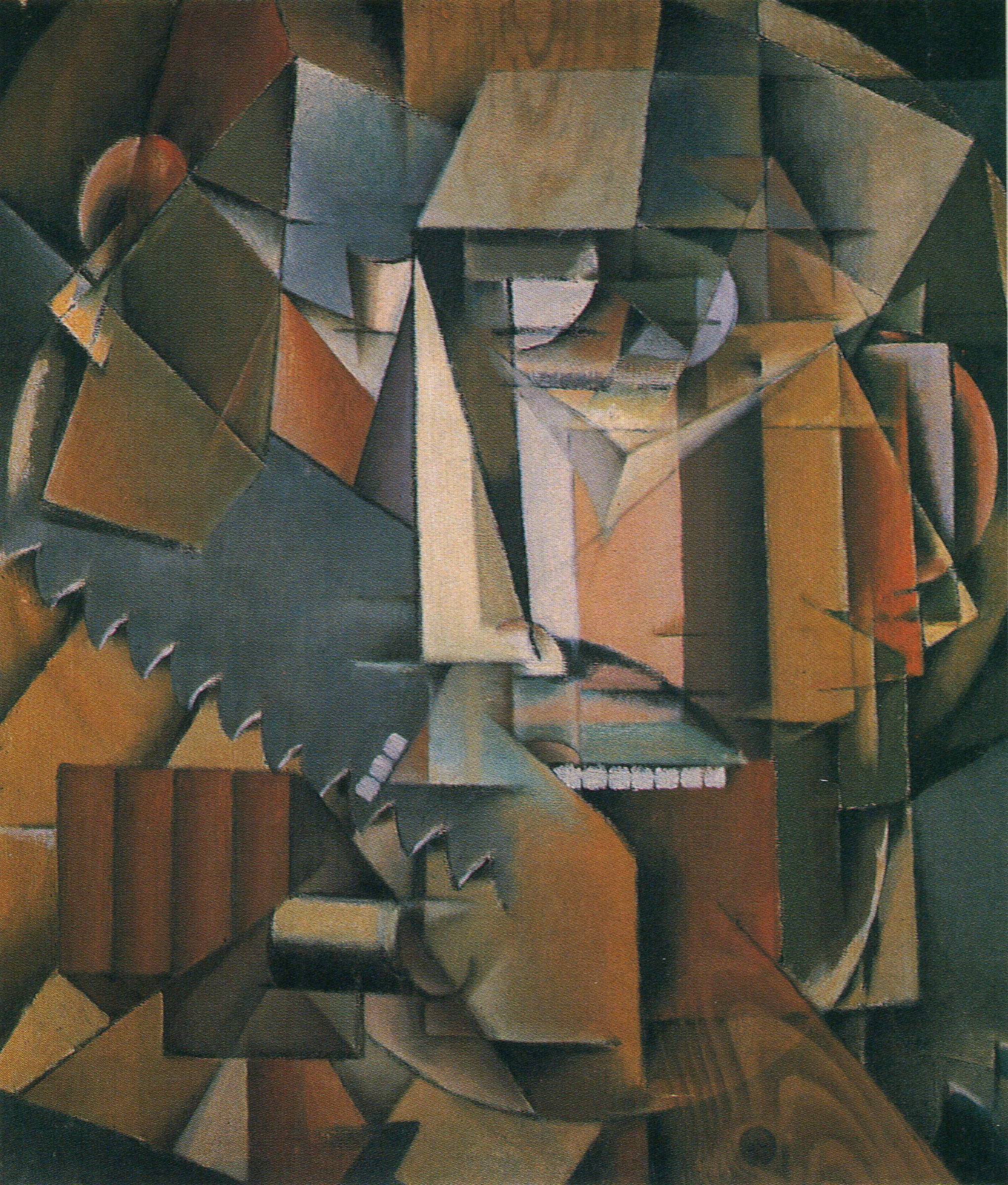 Non-Objective Composition (Self-portrait with saw) — 1914