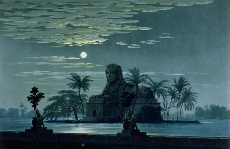 Stage design for an 1815 production of "The Magic Flute". Act 2, scene 3