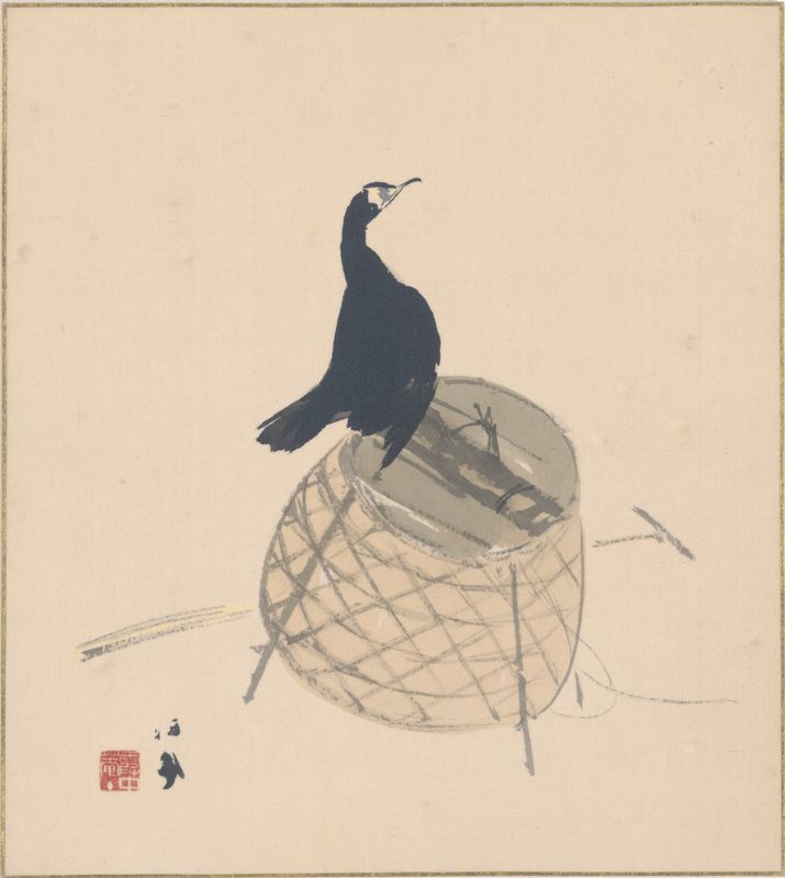 Cormorant on a Basket