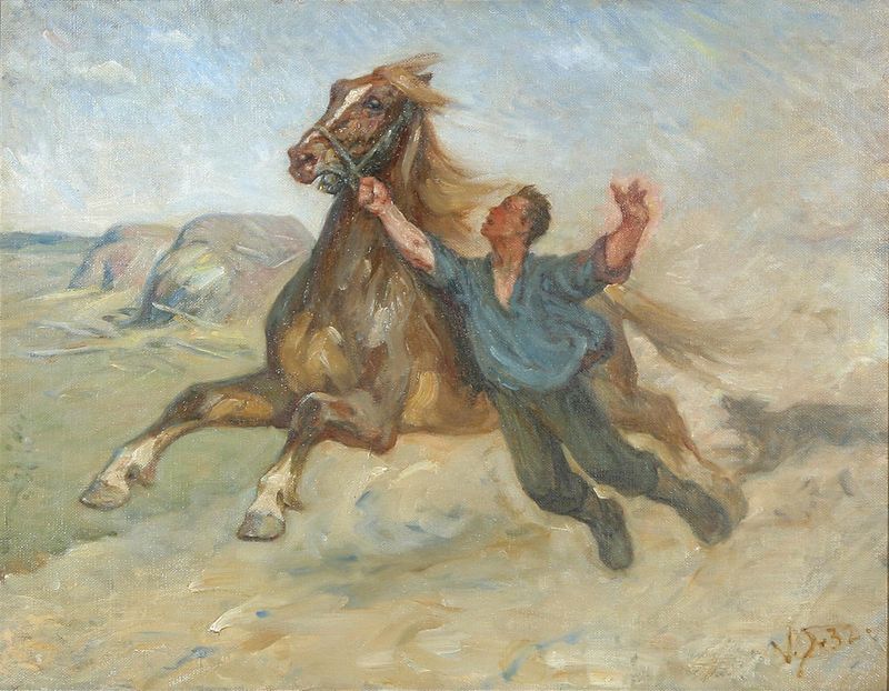 Trying to catch a runaway horse.