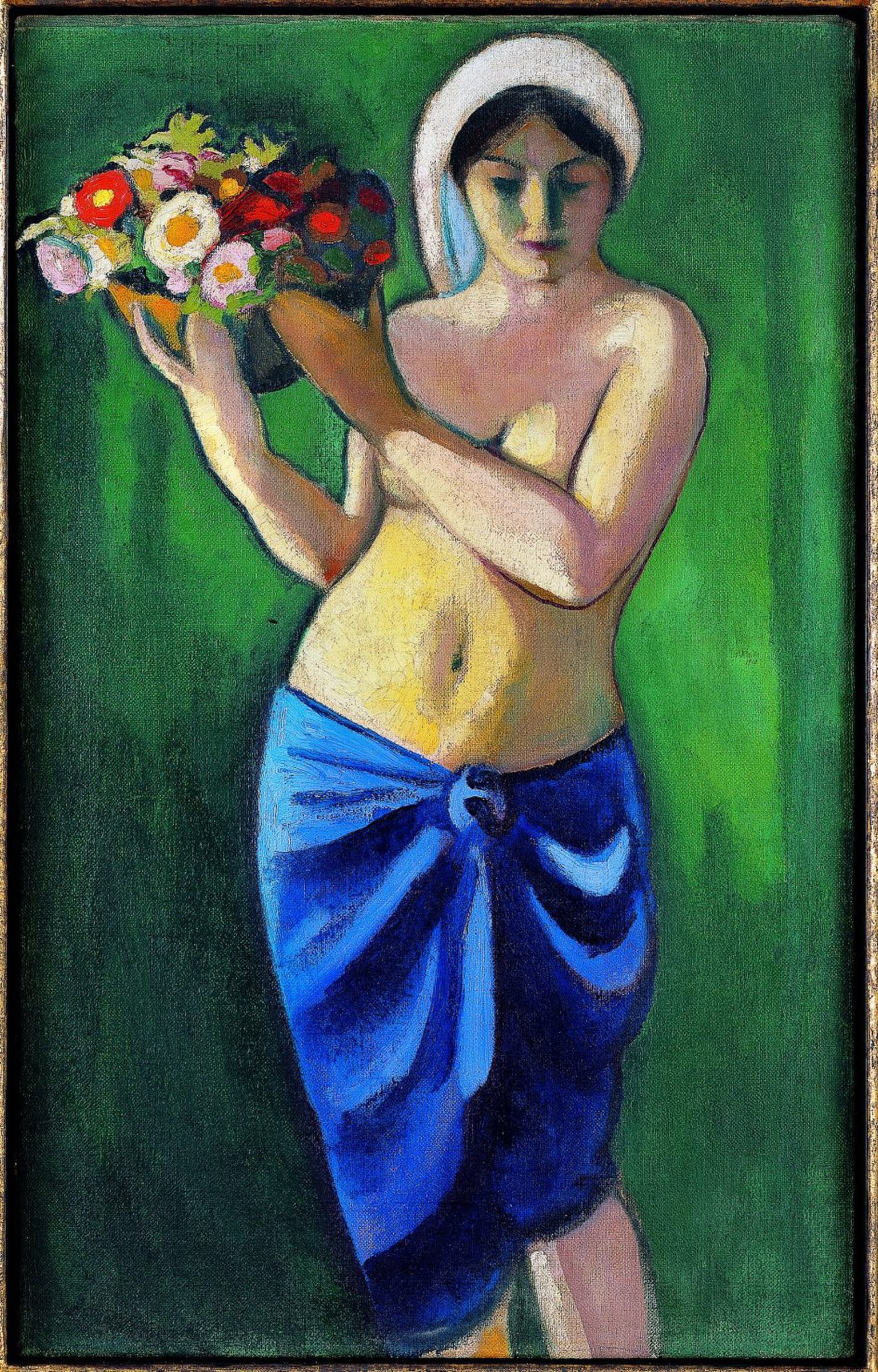 Woman supporting a flower bowl — 1910