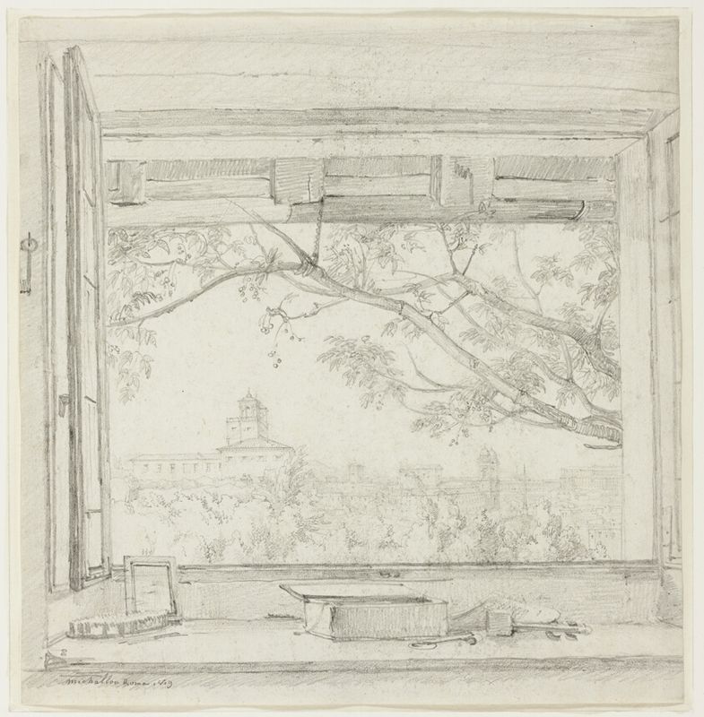 View of the Villa Medici and Sta Trinità dei Monti from Ingres's Studio in the Pavillon San Gaetano, Rome