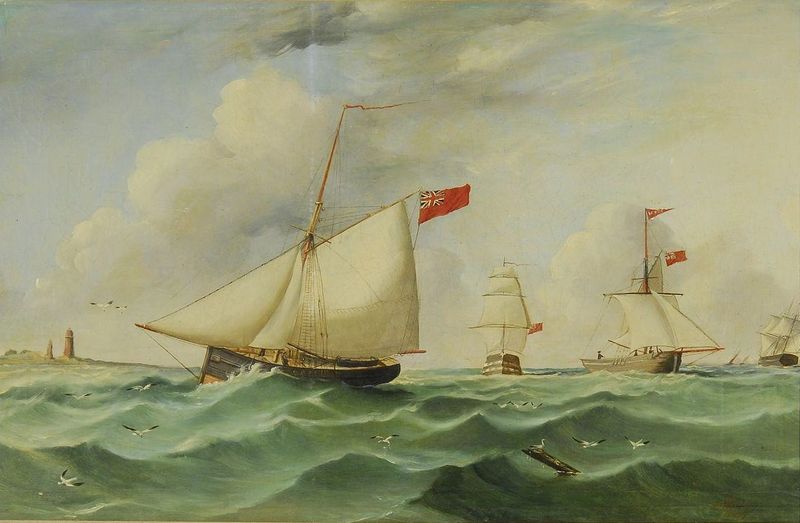 Ships navigating a busy channel