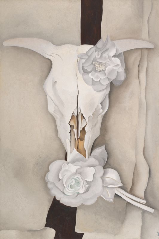 Cow's Skull with Calico Roses