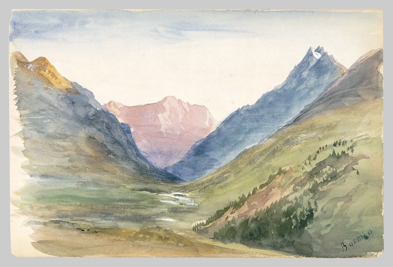 Mountain View at Bormio (from Switzerland 1869 Sketchbook)
