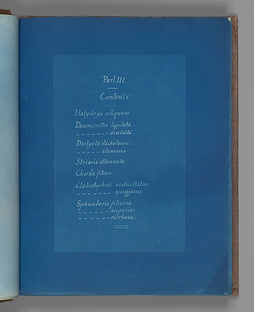 Part III Contents by Anna Atkins