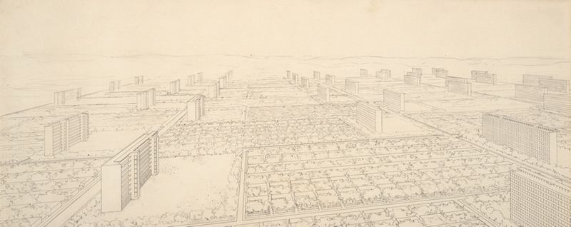 Mixed Height Housing Development (Mischbebauung), Berlin, Germany, Aerial Perspective