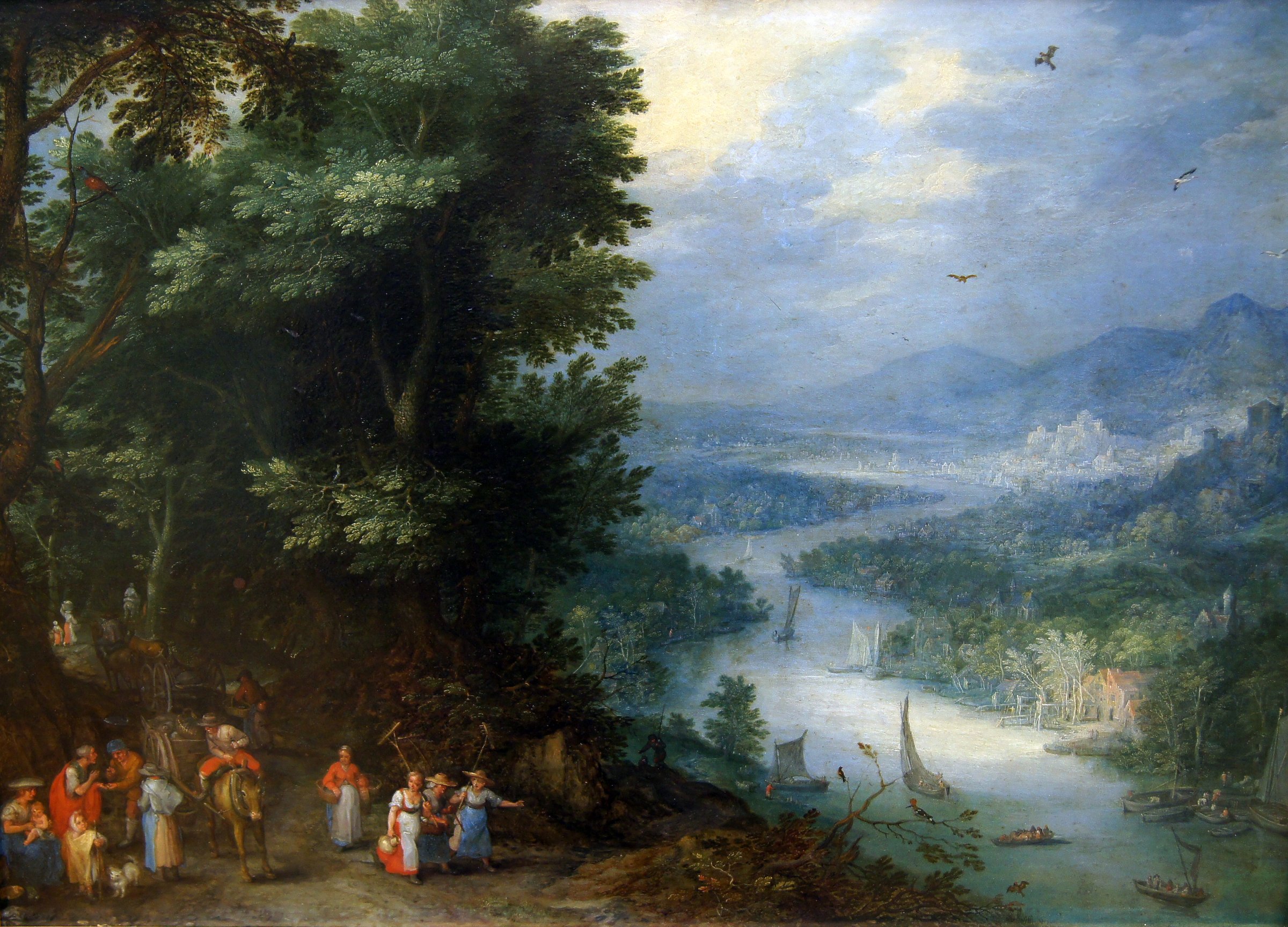 River Landscape with Travelers on a Road by Gerrit van Honthorst