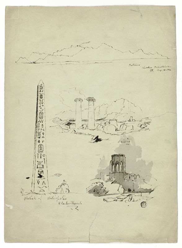 Sketches of Patmos, Sardis, Obelisk of Heliopolis